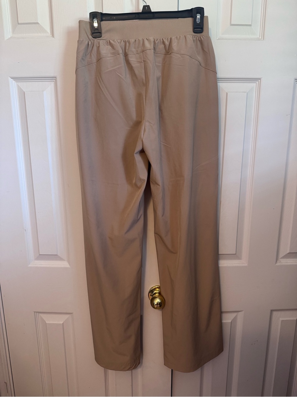 Beige Wide-Leg Pull-On Pants with Stretch Waist - Picture 3 of 5